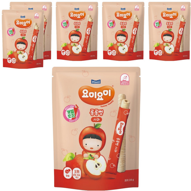 Maeil 每日乳業 Yommy Yommy 米棒棒, 6袋, 蘋果, 24g