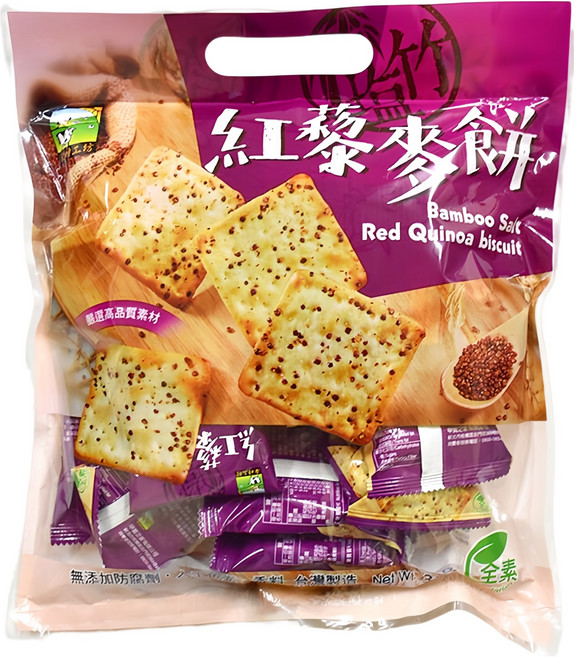 食材工坊 竹鹽紅藜麥餅, 320g, 1袋