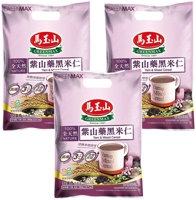 馬玉山 紫山藥黑米仁, 360g, 3袋