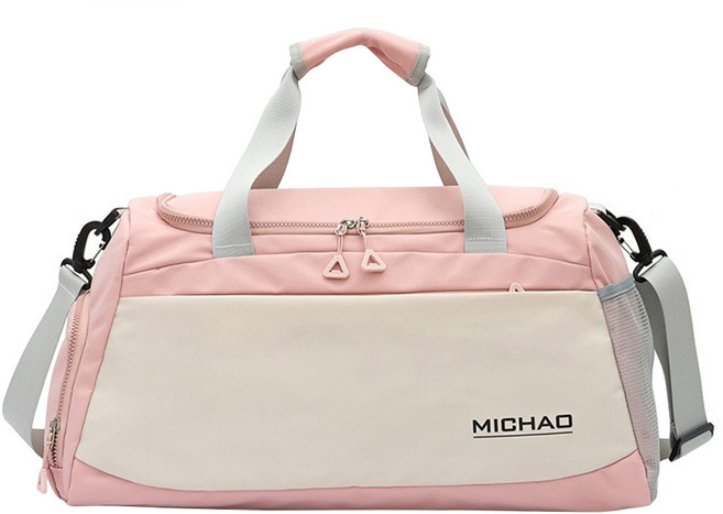 MICHAO 拚色防潑水大容量時尚手提旅行袋 510g, 粉色, 1個