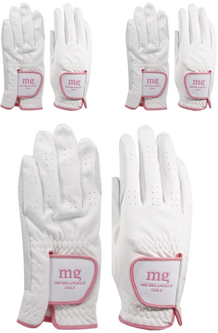 Michelangelo golf 女用柔軟半羊皮高爾夫手套 雙手用 3雙, 白色系