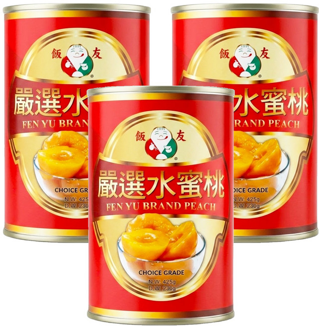 飯友 嚴選水蜜桃, 425g, 3罐
