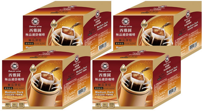 BARISTA COFFEE 西雅圖 極品濾掛咖啡 深焙家常綜合, 10包, 8g, 4盒