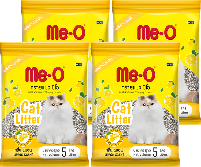Me-O 咪歐 低粉塵凝結貓砂, 5L, 4袋, 檸檬清香
