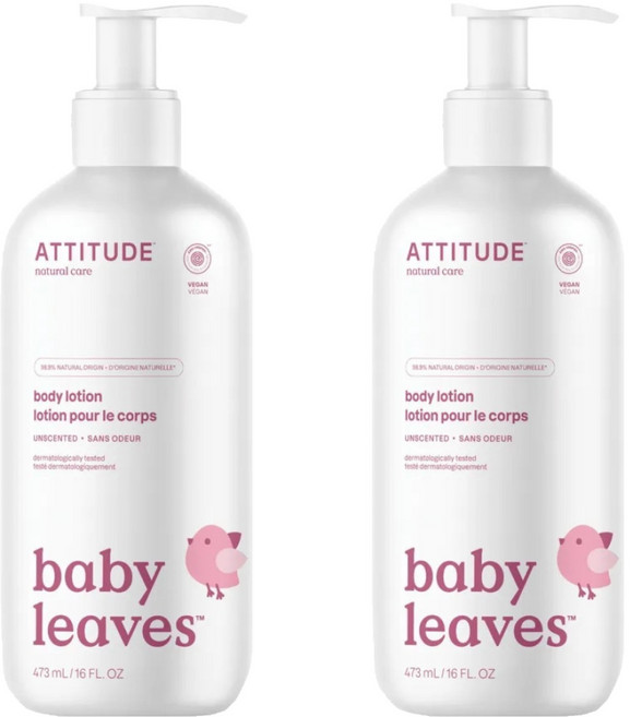 ATTITUDE 艾特優 嬰幼兒身體乳 無香味, 473ml, 2個