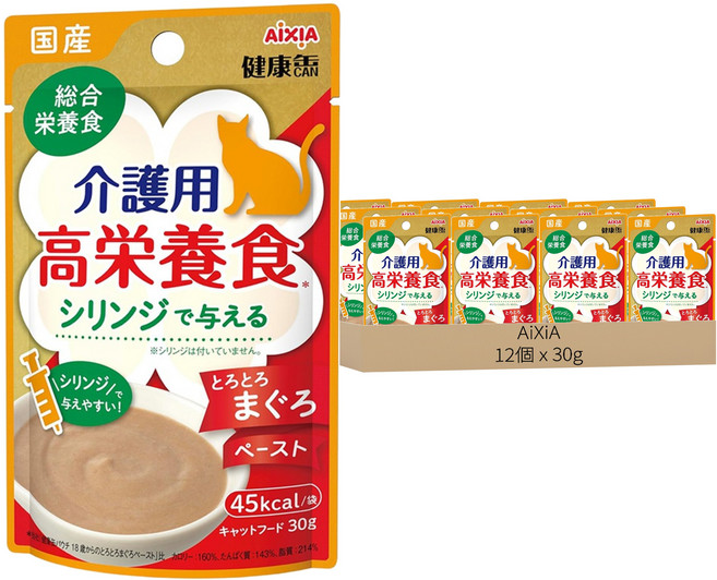 AiXiA 介護貓護理主食餐包3號 泥狀, 30g, 12個, 鮪魚