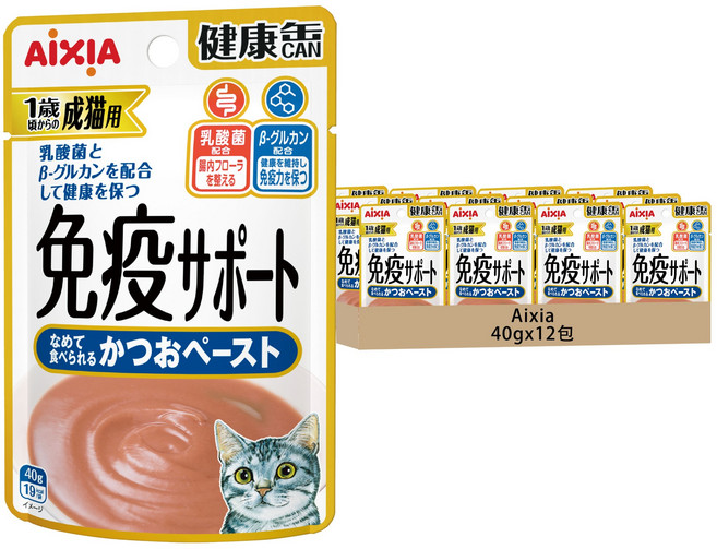 AiXiA 免疫力軟包2號, 鰹泥狀, 40g, 12包