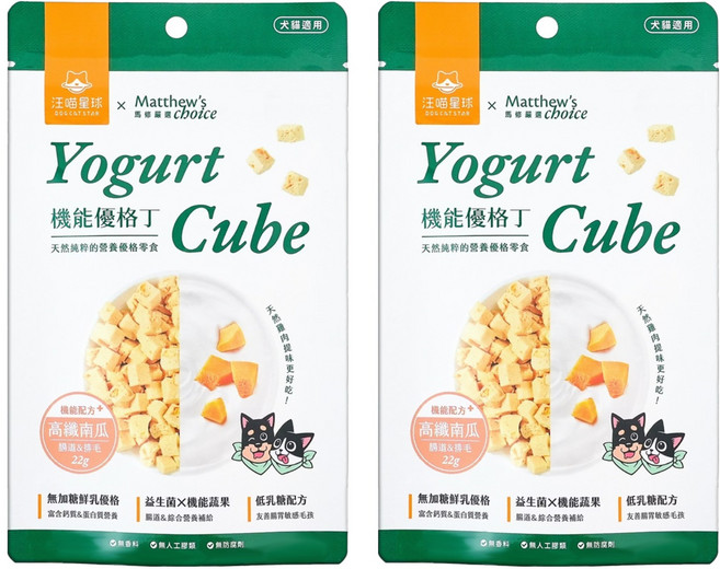 DOG CAT STAR 汪喵星球 犬貓適用 馬修嚴選 機能優格丁, 高纖南瓜, 22g, 2包