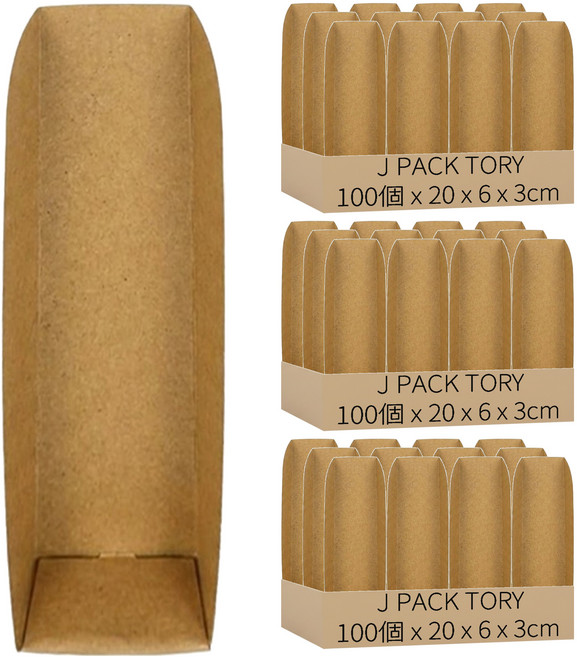 J PACK TORY 牛皮紙免洗串燒托盤 小(20 x 6 x 3cm), 100個裝, 3個