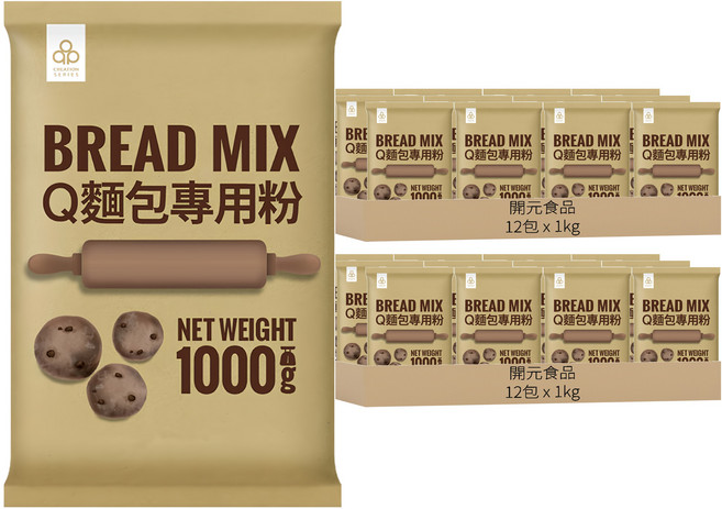 開元食品 Q麵包專用粉, 24包, 1kg