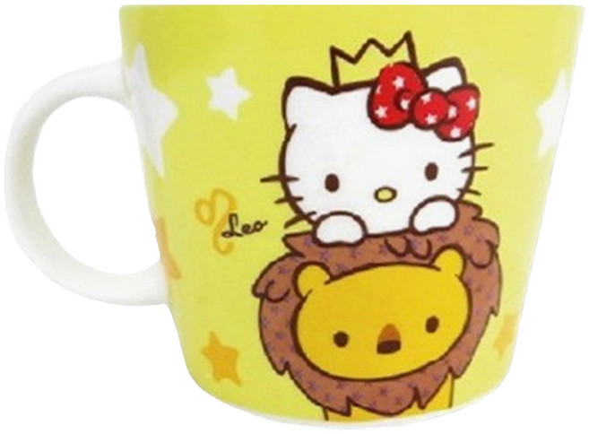 Hello Kitty 凱蒂貓 星座馬克杯 425ml, 獅子座 黃色, 1個