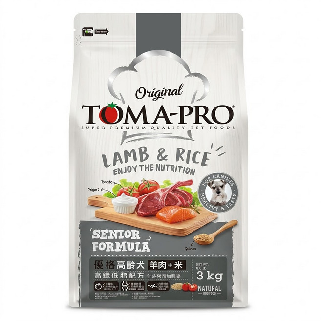 TOMA-PRO 優格 高齡犬 乾飼料, 羊肉 + 米, 3kg, 1袋
