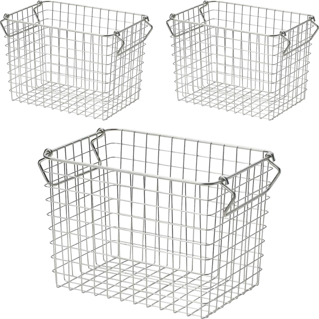 MUJI 無印良品 不鏽鋼收納籃1, 3個, 銀色