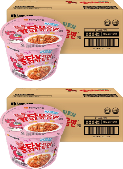 Buldak Ramen 碗裝奶油白醬火辣雞肉風味鐵板炒麵, 105g, 32入