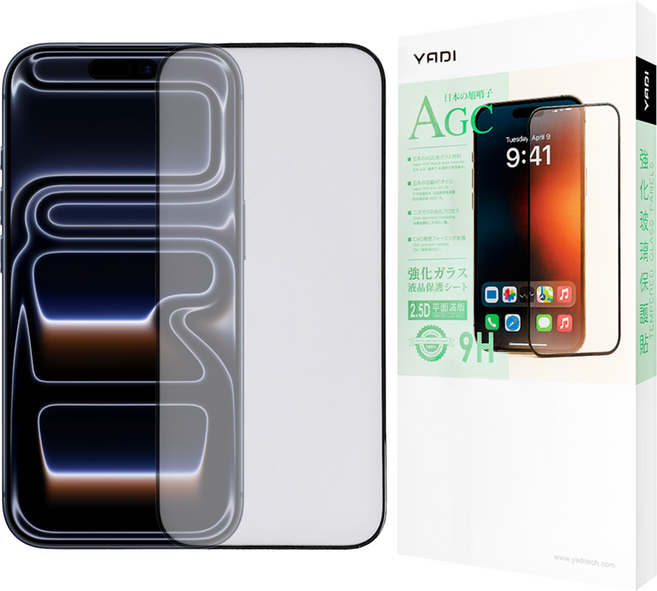 YADI 亞第 水之鏡 手機 滿版 玻璃保護貼 iPhone 17 Pro 6.3吋 9H 抗指紋 疏水疏油 透明 GPB4-AP-IP17PRO 1個