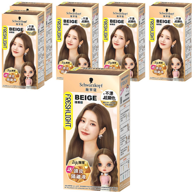 Schwarzkopf 施華蔻 台灣公司貨 FRESHLIGHT炫色染髮霜, 6個, 榛果棕