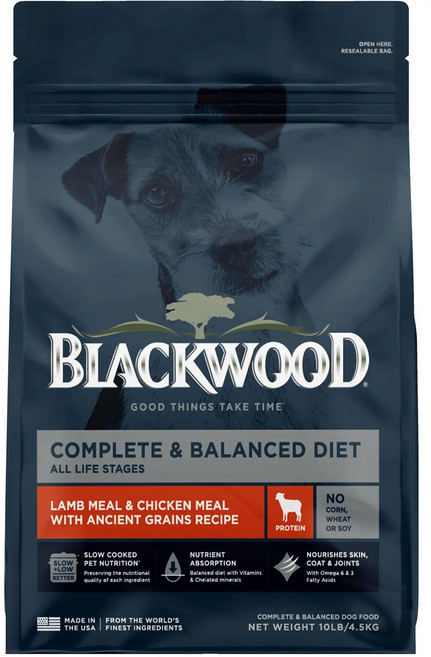 BLACKWOOD 全齡犬 特調成犬活力配方飼料, 羊肉 + 糙米 + 雞肉, 4500g, 1袋