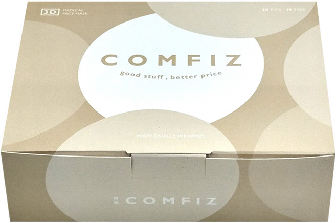 COMFIZ 康菲 立體醫療口罩 M, 白拿鐵, 20片, 1盒