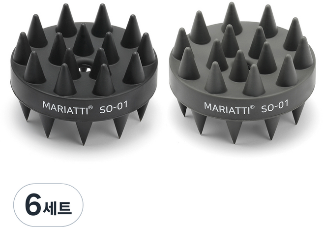 Mariatti 洗髮刷 頭皮按摩球, 深黑色 + 深灰色, 6個