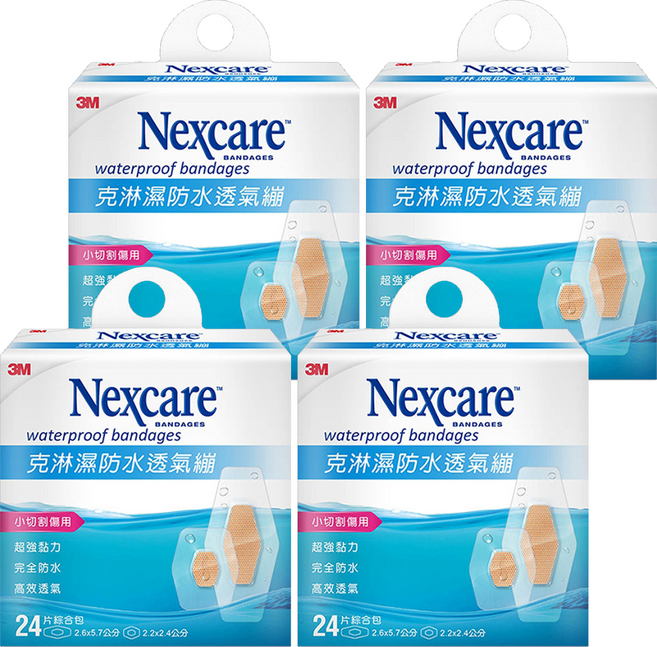 3M Nexcare 防水透氣繃 2.6 x 5.7cm 16片 + 圓點型8片, 24片, 4盒