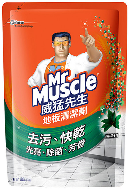 Mr Muscle 威猛先生 地板清潔劑補充包 森林芬多精, 1.8L, 1包