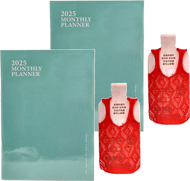 conifer 綠的事務 2025年簡單月計畫本 + 吊嘎涼爽超輕提袋, 青風藍, 2組