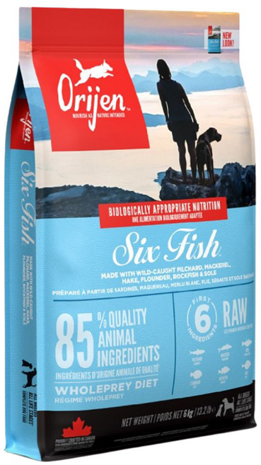 Orijen 歐睿健 台灣公司貨 Dog 六種鮮魚犬 無穀配方 乾飼料, 野生漁獲 + 新鮮蔬果, 6000g, 1袋