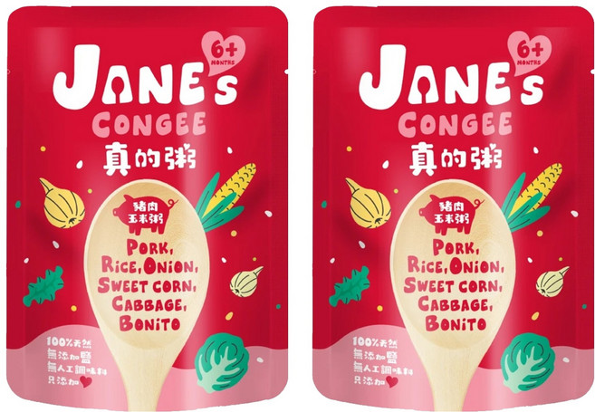JANE's CONGEE 真的粥 豬肉玉米粥, 150g, 2包