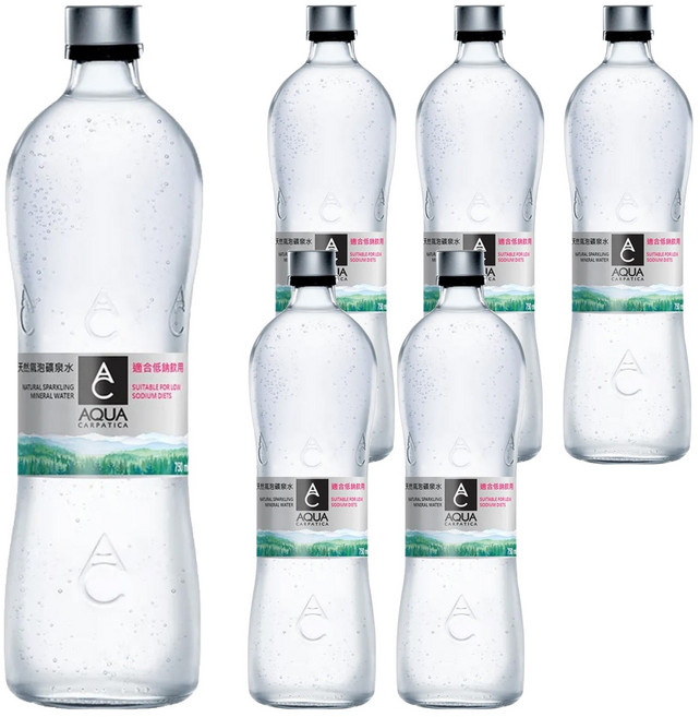 AQUA CARPATICA 喀爾巴阡 天然氣泡水 玻璃瓶, 750ml, 6瓶