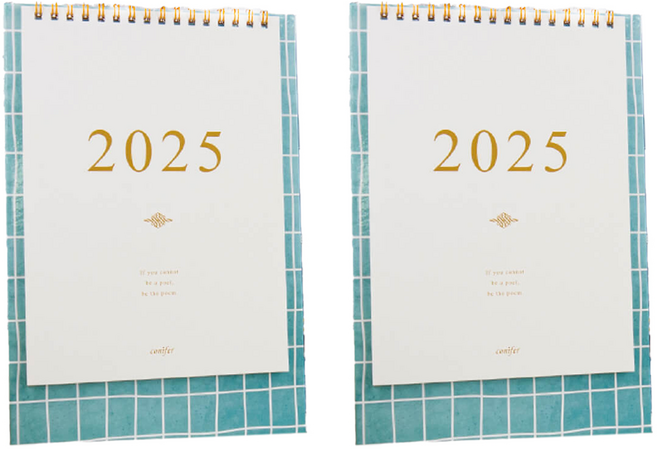 conifer 綠的事務 2025年 時間絮語直式桌曆 25K, 2本, 夏日泳池 藍綠色