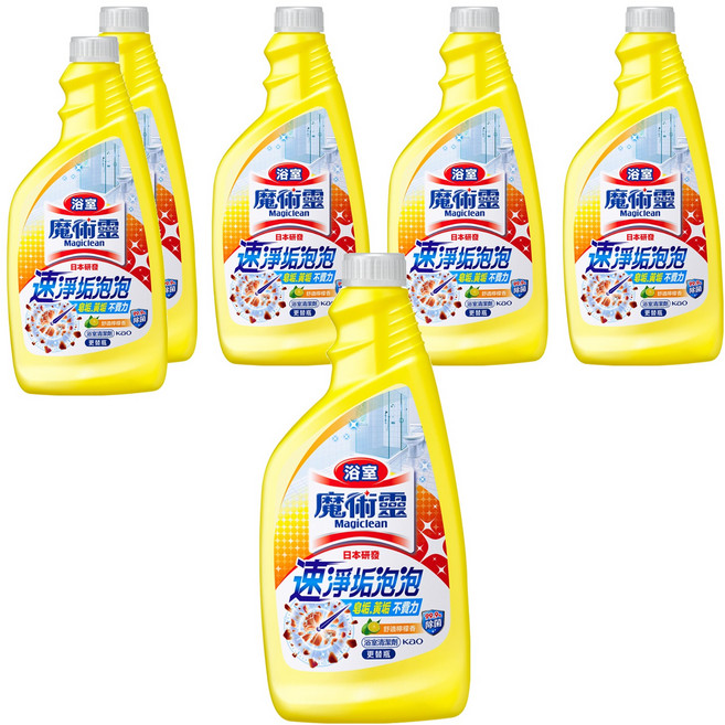 Kao 花王 Magiclean 魔術靈 台灣公司貨 浴室清潔劑 更替瓶 舒適檸檬, 500ml, 6瓶