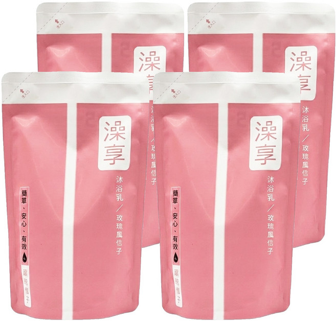 澡享 沐浴乳補充包 玫瑰風信子, 650g, 4包
