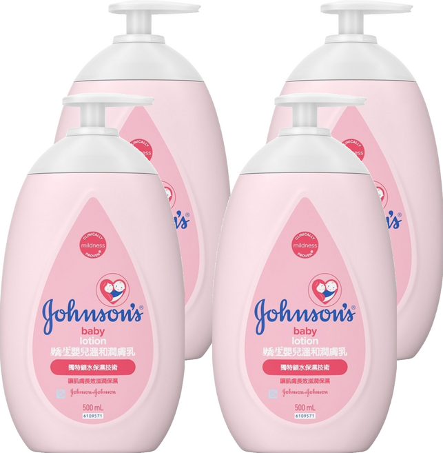 Johnson's 嬌生 溫和潤膚乳 0歲以上, 500ml, 4瓶