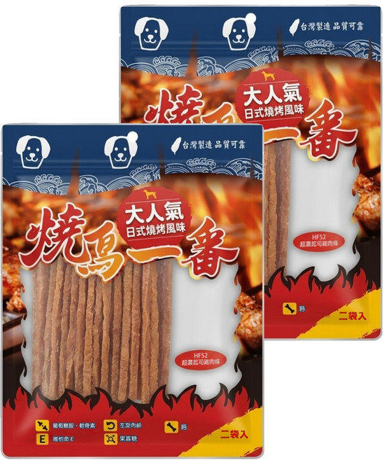 燒鳥一番 犬用零食 HF52, 超濃起司雞肉條, 180g, 2包