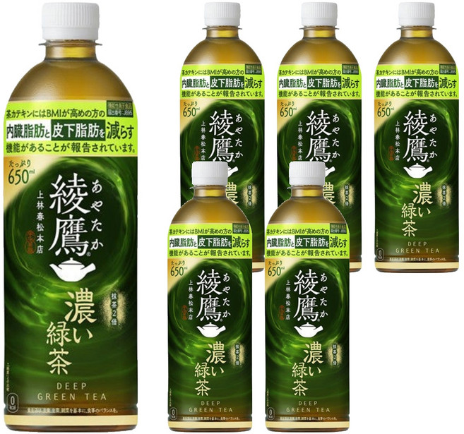 綾鷹 濃綠茶 無糖, 650ml, 6個
