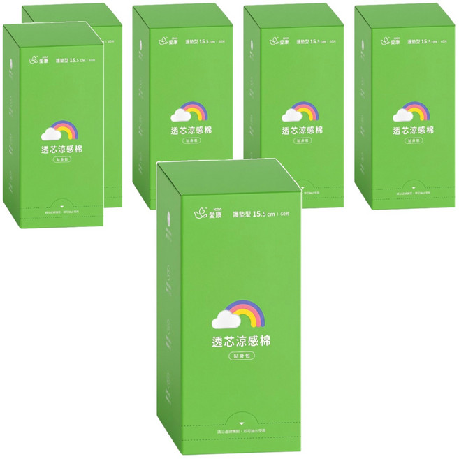 icon 愛康 透芯涼感衛生棉 隨身包, 護墊型 15.5cm, 60片, 6盒