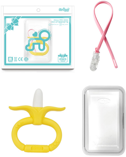 ange 寶寶造型磨牙玩具組 香蕉戒指款, 1個, 錶殼 + 錶帶, 混色