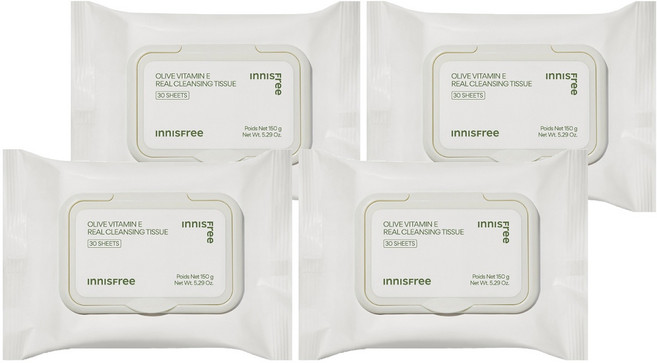 INNISFREE 台灣公司貨 橄欖維他命E卸妝棉, 30張, 4包