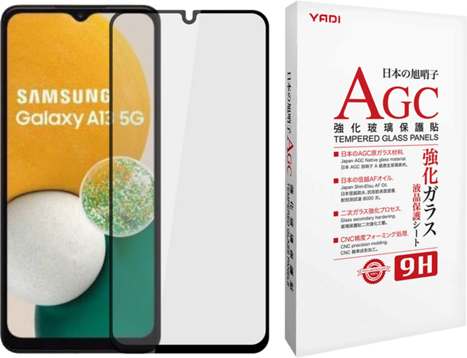 YADI 亞第 水之鏡 手機 全滿版 玻璃保護貼 Samsung A13 5G/A32 5G/vivo Y21/Y21S/realme C3/OPPO A5/A9 AGC 9H 防指紋 高清透明 透明 6.5吋 1個 內含清潔濕巾、超細纖維布、除塵貼紙
