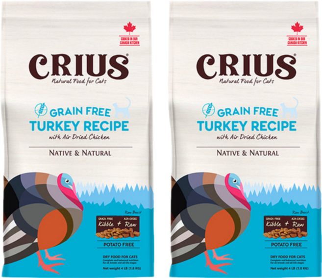 CRIUS 克瑞斯 天然無穀貓糧, 火雞肉, 1800g, 2包