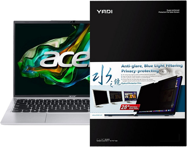 YADI 亞第 插卡隱貼 16:10 水之鏡防窺片 Acer Aspire AL14 52M 54QL專用 PF4PPB-W140, 透明色, 1片