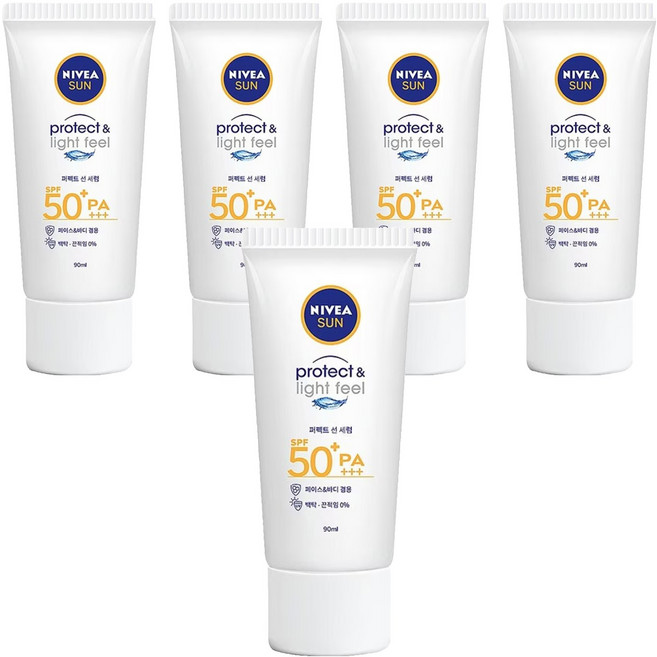 NIVEA 妮維雅 SUN 防曬淨白水凝乳 SPF50+ PA+++, 5條, 90ml