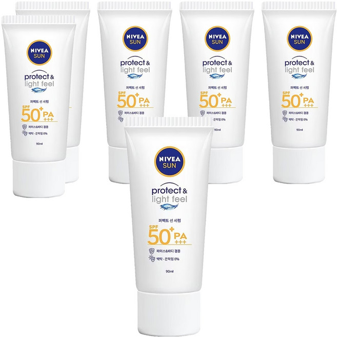 NIVEA 妮維雅 SUN 防曬淨白水凝乳 SPF50+ PA+++, 6條, 90ml