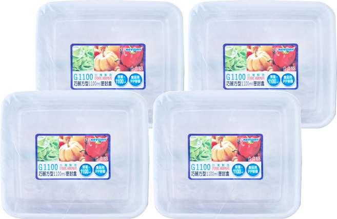 KEYWAY 聯府 井上方型密封盒 1.1L, 4個