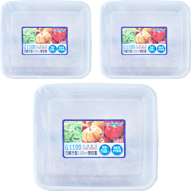 KEYWAY 聯府 井上方型密封盒 1.1L, 3個