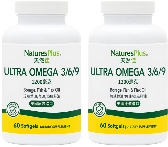 NaturesPlus 天然佳 Ultra Omega 3/6/9 軟膠囊, 60顆, 2罐