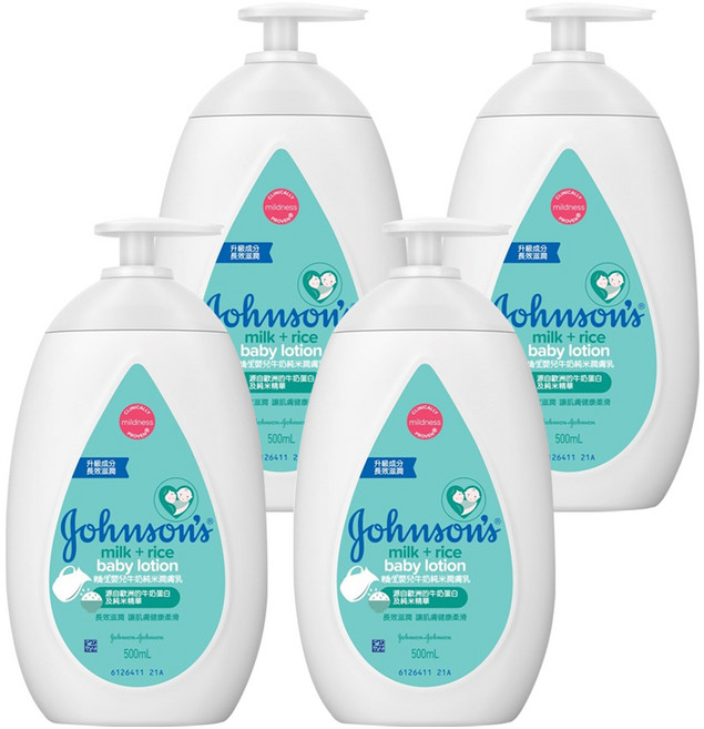 Johnson's 嬌生 嬰兒牛奶純米潤膚乳, 500ml, 4瓶