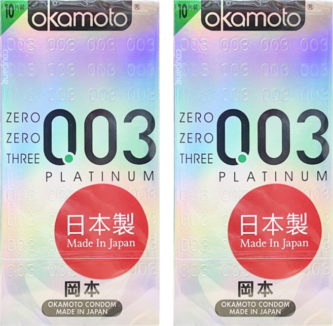 okamoto 岡本 003白金 極薄保險套 寬度52mm, 10入, 2盒