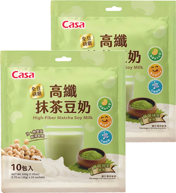 Casa 卡薩 高纖抹茶豆奶 10包, 200g, 2袋