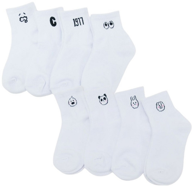 Rainbow Socks 女款學生船型卡通短襪 8雙